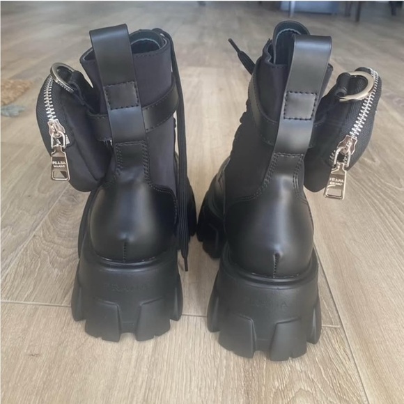 Men’s Prada Monolith Brushed Leather & Re-Nylon Boots with Pouch - Picture 6 of 8